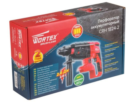 Аккум. перфоратор WORTEX CRH 1824-2 в кор. ALL1 XLT SOLO БЕСЩЕТ., 18 В, 2.6 Дж, 26 мм