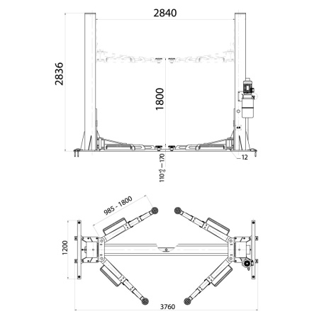 Подъёмник двухстоечный электрогидравлический с нижней синхронизацией, г/п 5.0 т Хорекс Авто HL-5.0HZ