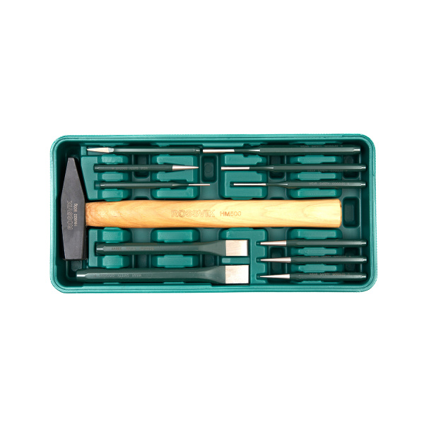 Набор инструмента ROSSVIK LST012 (молоток, зубила, выколотки), ложемент, 12 предметов