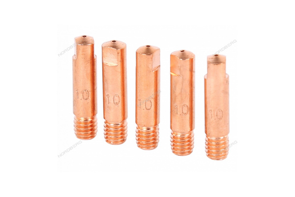 Наконечник сварочный для горелки MIG/MAG E-CU NORDBERG WMI-N10 (M6x25, 1 мм, 5 шт.)
