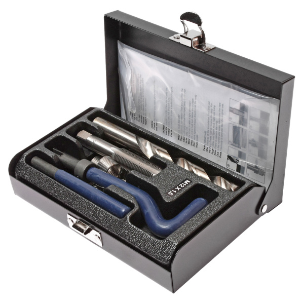 Набор инструментов для восстановления резьбы JTC 4786 (вставки М12х1,5, L=16,3 мм, 10 шт., 14 предметов)