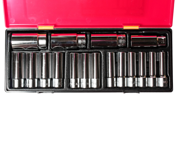 Набор головок торцевых 6-ти гранных глубоких JTC K4171 (1/2", 10-32 мм, 17 предметов в кейсе)