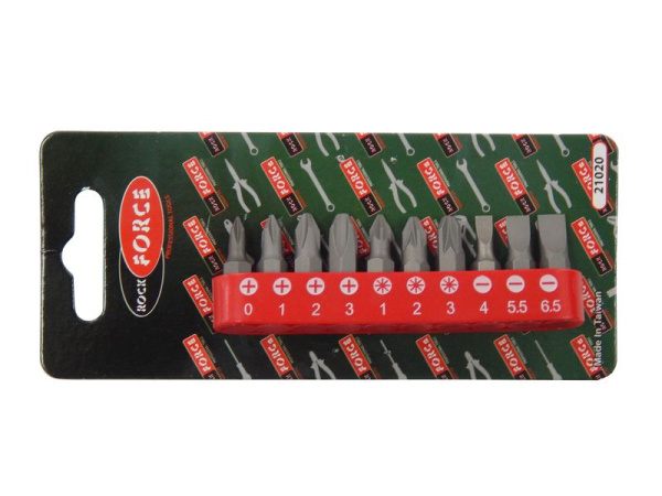 Набор бит 10пр. 1/4''(PH.0,1,2,3, PZ.1,2,3, SL 4, 5.5, 6.5мм-25мм),в блистере