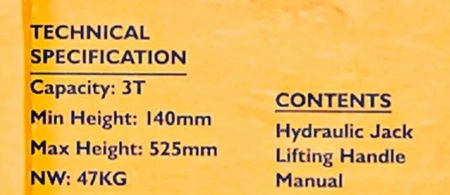 Домкрат подкатной гидравлический удлиненный с резиновой накладкой и механизмом быстрого подъема 3т (h min 140мм, h max 525мм)
