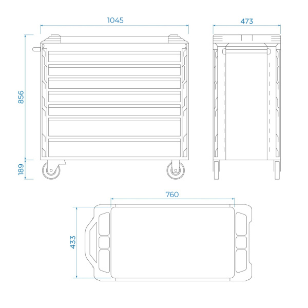 Тележка инструментальная SQUAD широкая KING TONY 87SQ33-7B-BK (7 выдвижных ящиков)