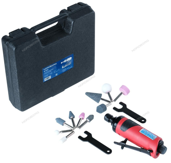 Пневмобурмашинка с комплектом насадок в кейсе (G210-KIT) NORDBERG NP3020