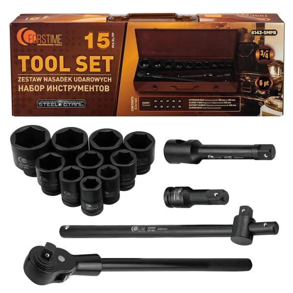 Набор инструментов 15пр. 3/4''(6гр.)