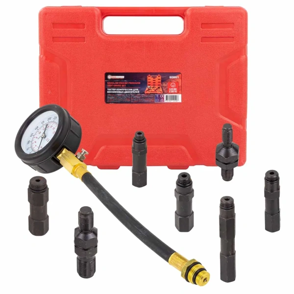 Индикатор компрессии бензинового двигателя (0-20Bar), в кейсе