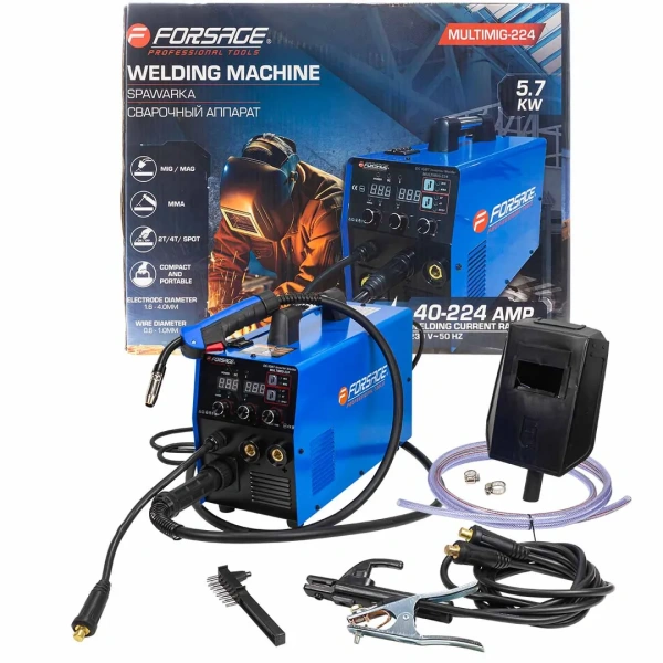 Сварочный аппарат (5.7кВт, 230В, диаметр электрода - 1.6-4мм, диаметр проволоки - 0.6-1мм, сварочный ток - 40-224А)