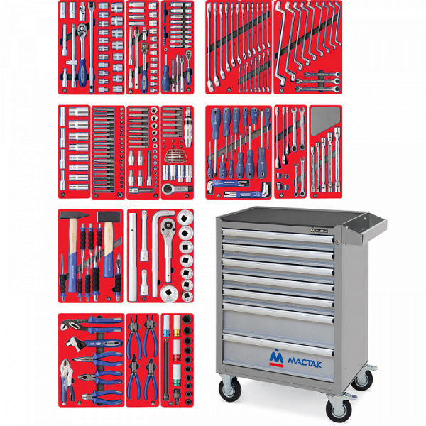 Инструментальная тележка с набором инструментов МАСТАК "ЭКСПЕРТ" 52-07323G, 323 предметов