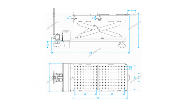 Стол подъемный электрогидравлический для АКБ электромобиля NORDBERG N3T1501 (1200 кг)
