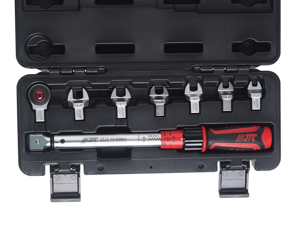 Ключ динамометрический с рожковыми насадками JTC 6832K (10-60 Нм, 9-12 мм, 7-13 мм, 8 предметов)