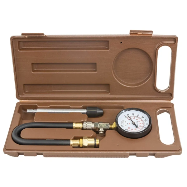 Индикатор компрессии бензинового двигателя Profi (0-21Bar, М14, М18 + жесткий прижимной адаптер-переходник) 3пр., в кейсе