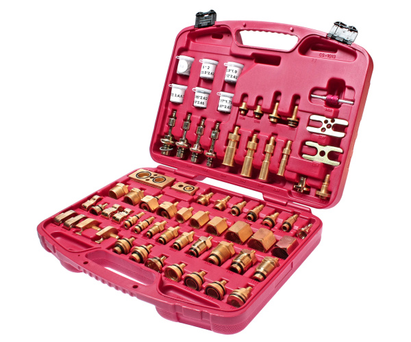 Набор адаптеров для тестирования автокондиционера JTC 4707 (в кейсе, европейские и американские автомоб.)