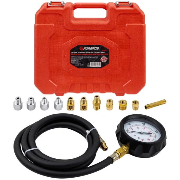 Тестер давления масла в комплекте с резьбовыми адаптерами переходниками 12пр., в кейсе