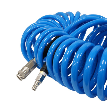Cпиральный воздушный шланг JETA PRO 5887515 с фитингами М1/4", Ø 9.5-13.5 мм, длина 15 м, цвет синий