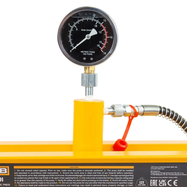 Пресс настольный гидравлический с манометром и выносным насосом 12т (раб.высота 0-300мм, раб.ширина 500мм, ход штока 175мм)