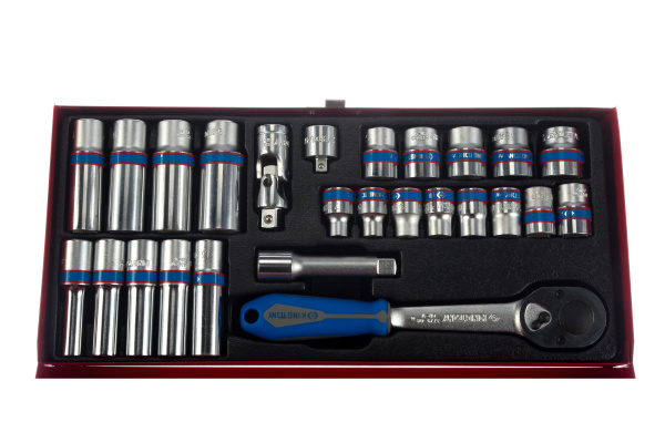 Набор торцевых головок с принадлежностями 3/8", шестигранные, 7-19 мм, 26 предметов KING TONY 3527MR