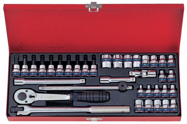 Набор торцевых головок с принадлежностями 3/8", двенадцатигранные, 6-19 мм 36 предметов KING TONY 3034MR
