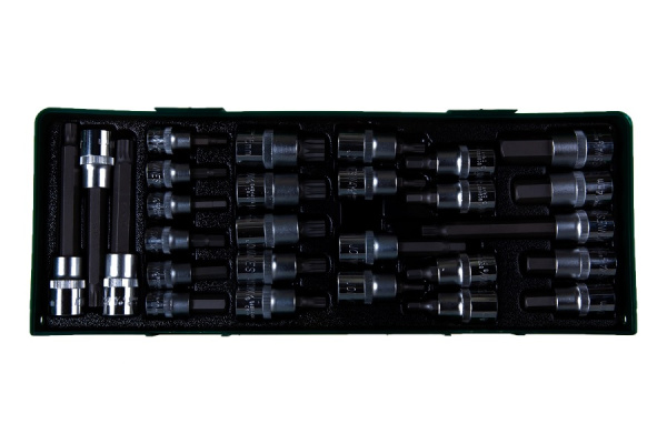 Набор торцевых головок с вставками JONNESWAY S06H427ST (3/8", 1/2") 27 предметов (ложемент)