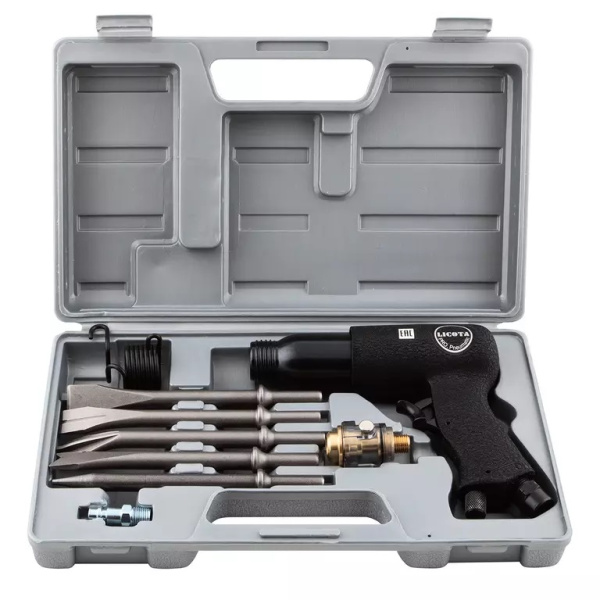 Молоток пневматический в комплекте с зубилами Licota PAH-20002RK (в кейсе, 10 пр., энерг. уд. 7,2 Дж)