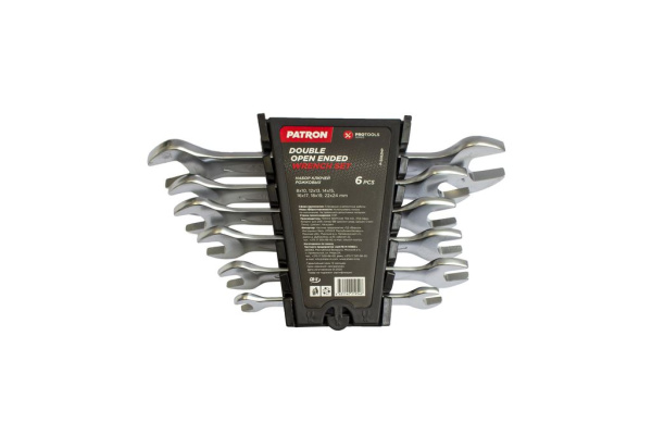 Набор ключей рожковых 6 пр. (8x10,12x13,14x15,16x17,18x19,22x24мм), в пластиковом держателе