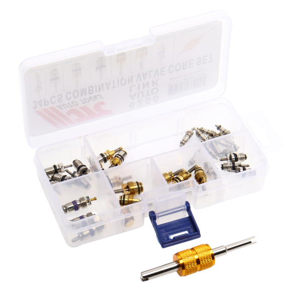 Набор золотников для кондиционера JTC 6250 (R12/R134A, 33 шт., FORD, BMW, CITROEN, HYUNDAI, MERCEDES)