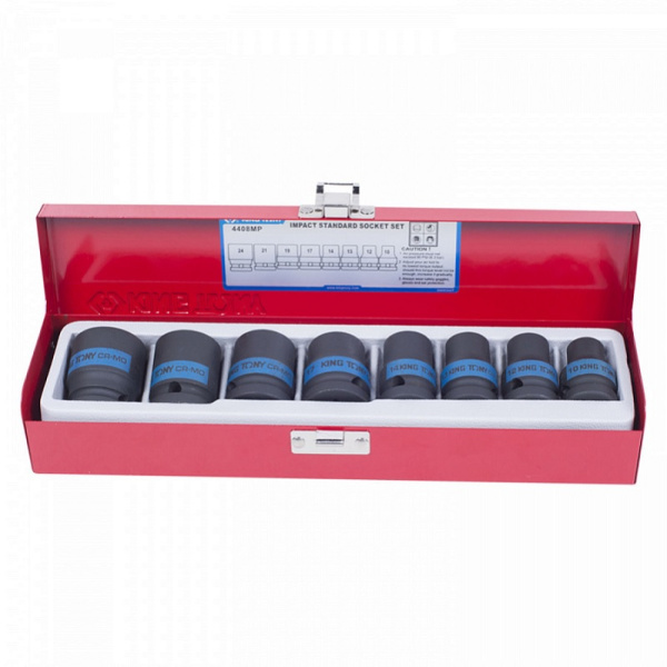 Набор ударных торцевых головок KING TONY 4408MP, 1/2", шестигранные, 10-24 мм, 8 предметов