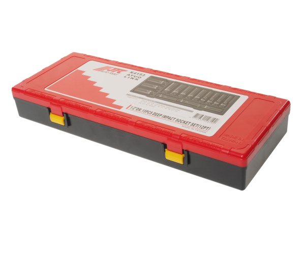 Набор головок торцевых 1/2" 12-гранных 10-32мм ударных глубоких 15 предметов в кейсе JTC-K4153