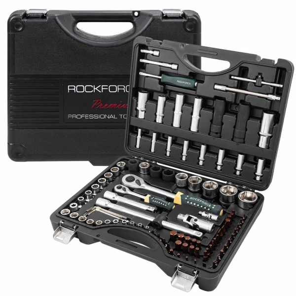 Набор инструментов 94+6пр.1/4'',1/2''(6гр.)+(головка-бита1/4'':T40,биты 5/16'':М5,6,8,10,12,14,головка 1/2''8мм,ключиГ-обр.:4,5,6мм,T20H,T25H)