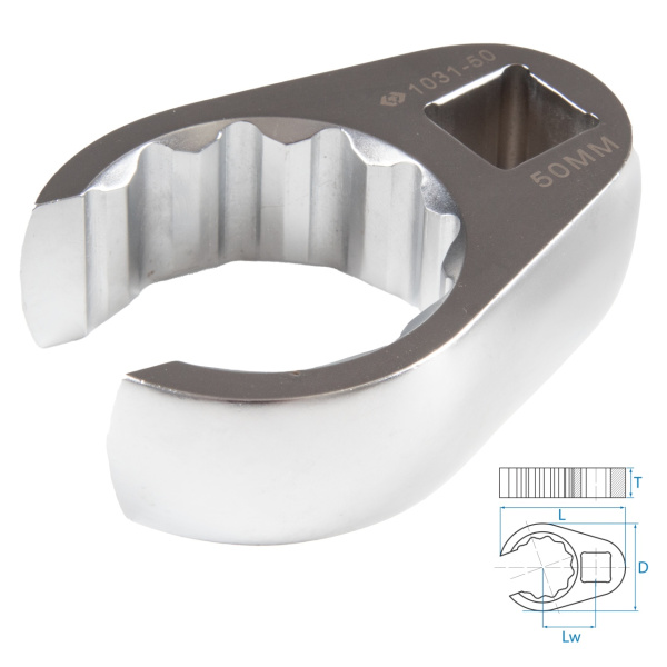 Ключ разрезной (воронья лапка) 50 мм 3/4" KING TONY 1031-50R