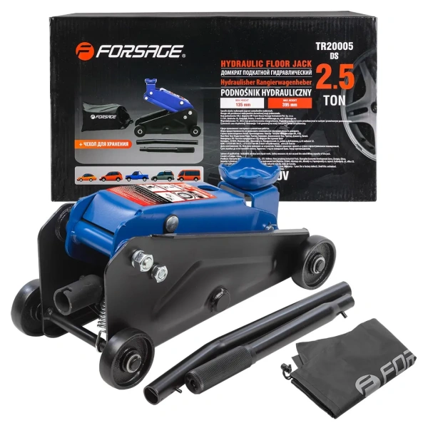 Домкрат подкатной гидравлический 2,5т ''Компакт''для кроссоверов и микроавтобусов +чехол для хранения(h min 135мм,h max 395)
