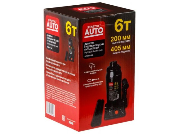 Домкрат гидравлический 6т бутылочный 200-405мм STARTUL AUTO (ST8019-06)