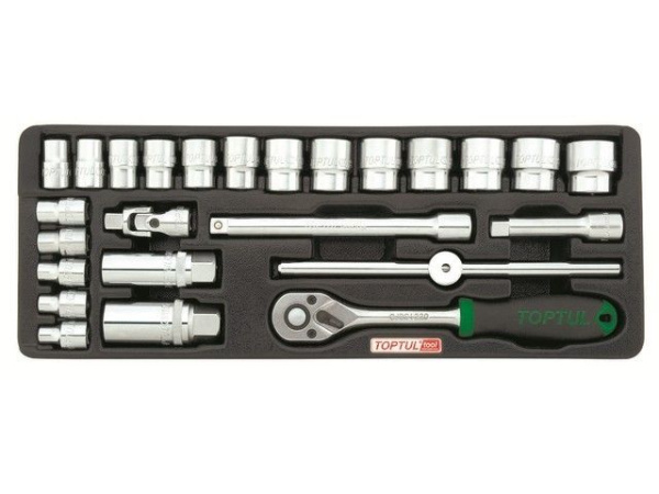 Набор-сет головок 3/8" 25предм. 6гр. 136х364мм TOPTUL