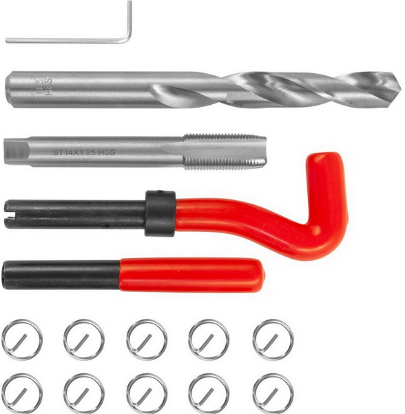 Набор для восстановления резьбы M14x1.25 15 предметов Thorvik TRIS14125