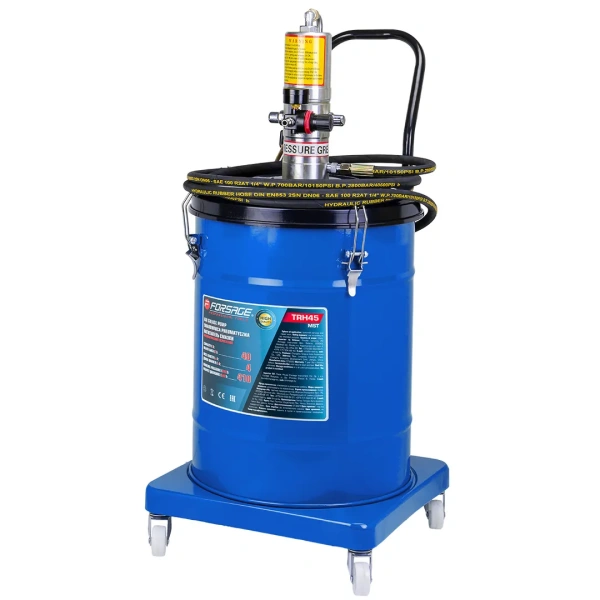 Нагнетатель смазки пневматический перекатной с емкостью 40л (рабоч.давление 410bar,шланг 4м)