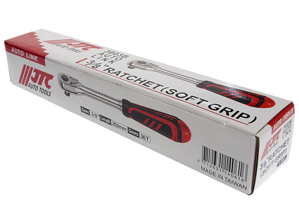 Трещотка с резиновой рукояткой JTC 3603B (3/8", 36 зубьев, 202 мм)