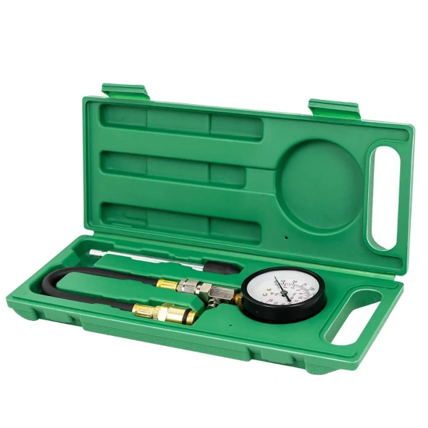 Индикатор компрессии бензинового двигателя Profi (0-21Bar, М14, М18 + жесткий прижимной адаптер-переходник) 3пр., в кейсе