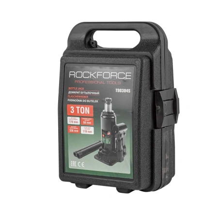 Домкрат бутылочный гидравлический с клапаном 3т (h min-180мм, h max-345мм, ход штока-105мм, ход винта-60мм) в кейсе