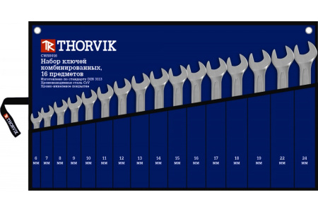 Набор ключей комбинированных в сумке Thorvik CWS0016T (6-19, 22, 24 мм)