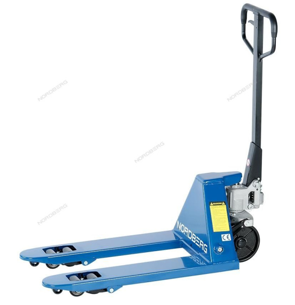 Рохля складская гидравлическая короткая 2,5 т, усиленная, с полиуретановыми колесами NORDBERG N3901S-25
