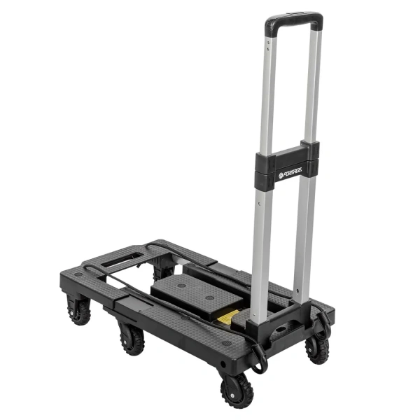 Тележка платформенная складная с телескопической ручкой+2крюка на эластичных ремнях L-1.6м(330х500/590мм,ручка 430-870мм,max нагр.170кг,7 колес)