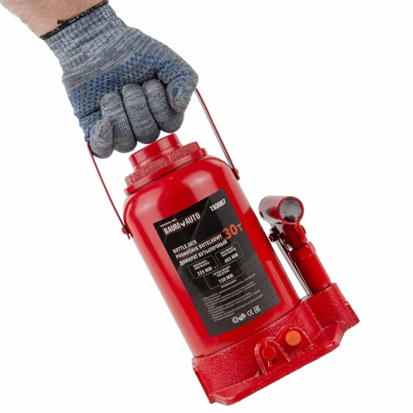 Домкрат бутылочный 30т с клапаном (h min-255мм, h max-405мм, ход штока-150мм)