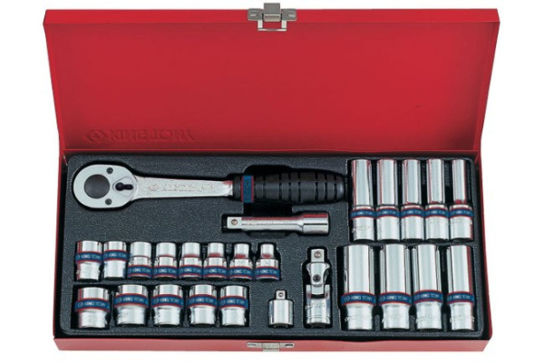 Набор торцевых головок с принадлежностями 3/8", шестигранные, 7-19 мм, 26 предметов KING TONY 3527MR