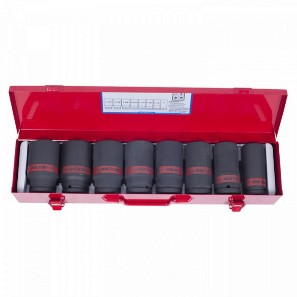 Набор ударных глубоких торцевых головок KING TONY 6410SP, 3/4", шестигранные, 1"-1&1/2", 8 предметов